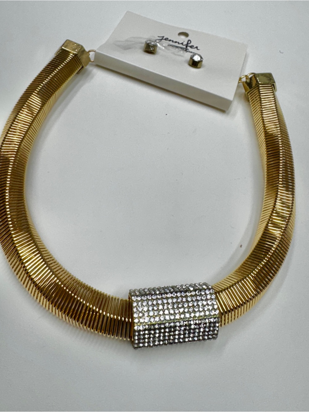 Jenni Gold Collar Necklace with Crystal Pavé Slider